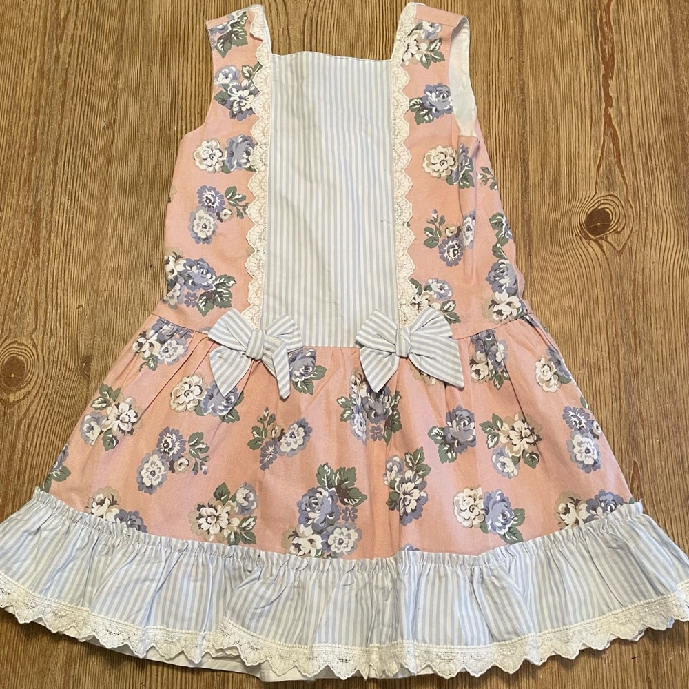 Newness Floral Pink and Blue Dress with Bows